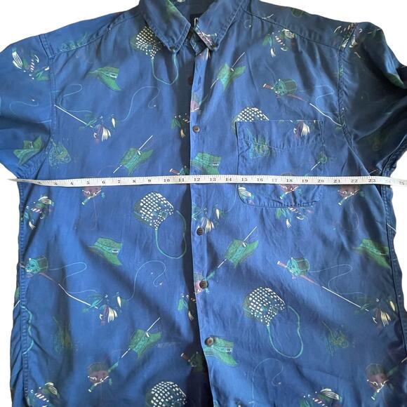 Vintage Gap Fishing Print Button Down Mens Shirt Size Large Rod Reel Tackle Lrg - Picture 4 of 14